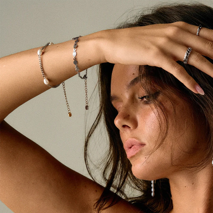 Sunset Ketting + Armband Zilverkleurig