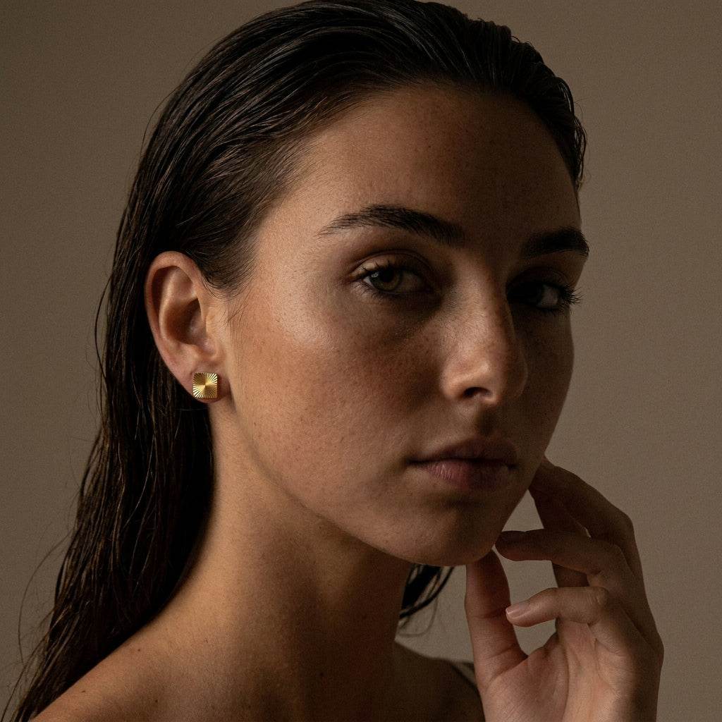 Sunset Square Studs Oorbellen 18K Goldplated