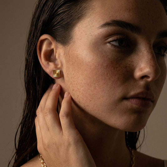 Sunset Square Studs Oorbellen 18K Goldplated