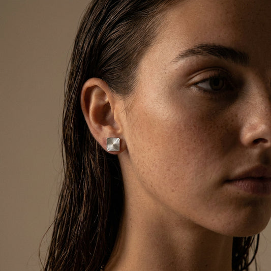 Sunset Square Studs Oorbellen Zilverkleurig