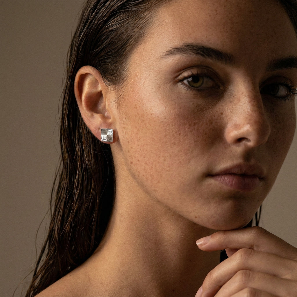 Sunset Square Studs Oorbellen Zilverkleurig