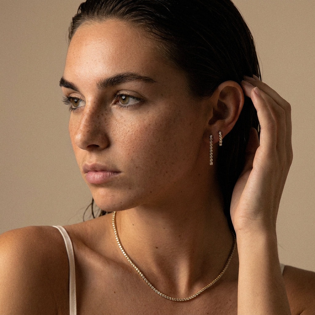 Tennis Zirkonia Oorbellen 18K Goldplated 24 mm