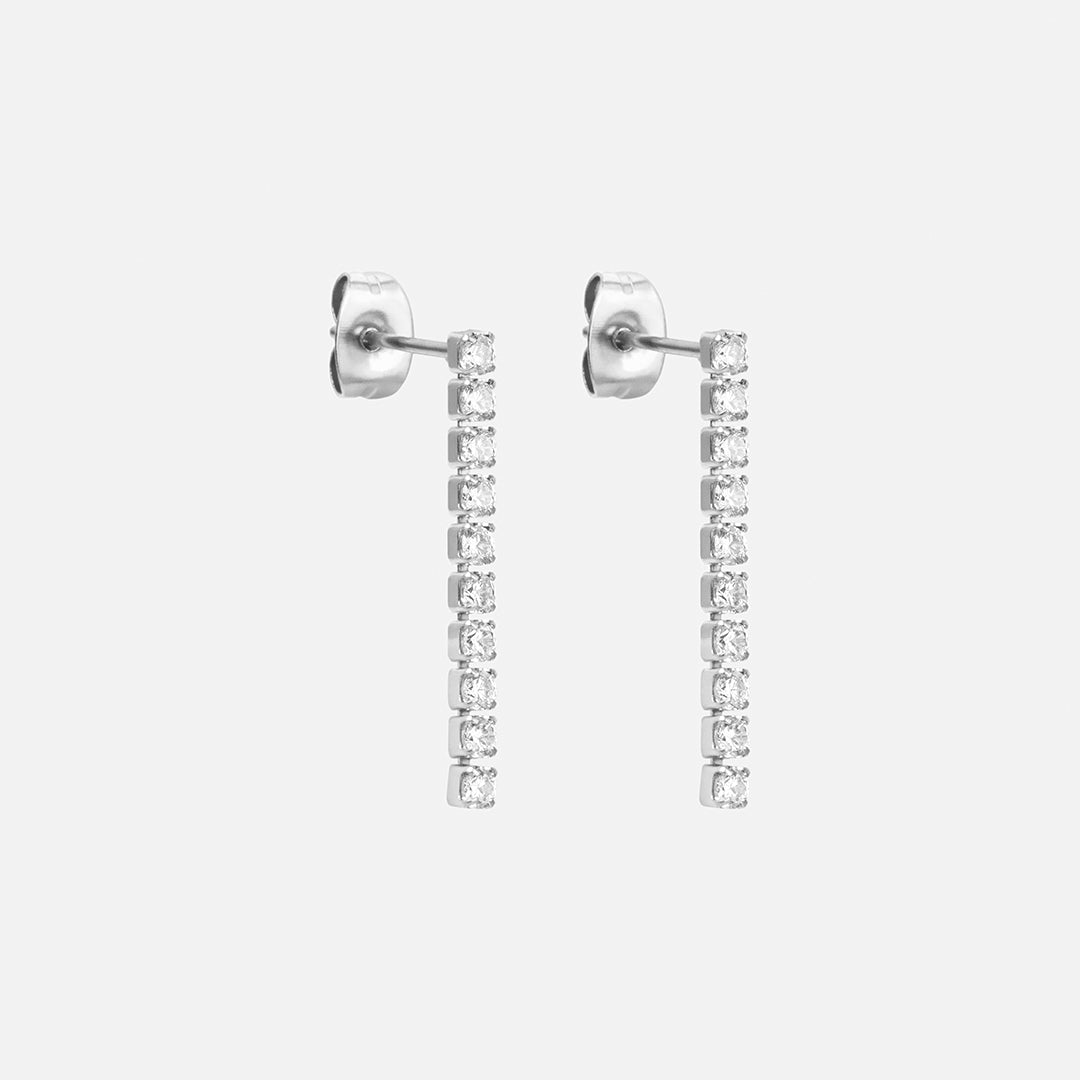 Tennis Zirkonia Oorbellen Zilverkleurig 24 mm