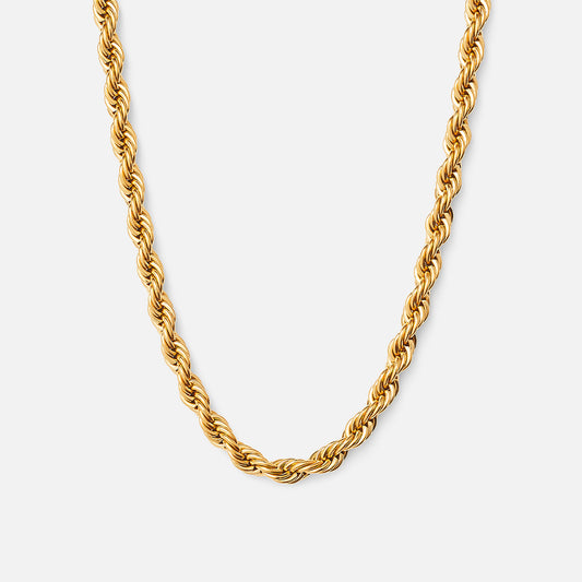 Twisted Rope ketting 18K goldplated 4 mm - Josephine Nord