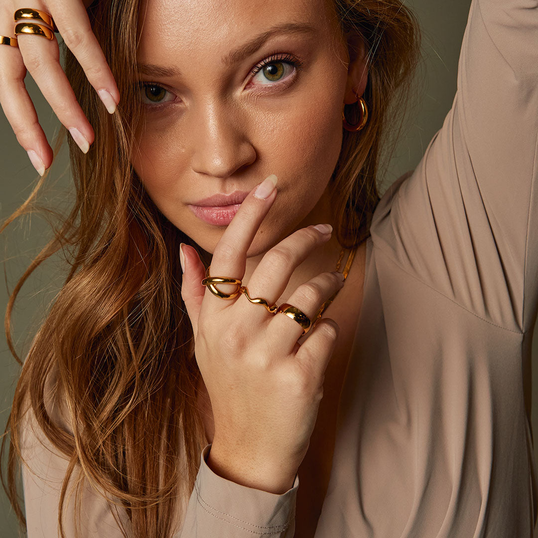 Wave ring 18K goldplated - Josephine Nord