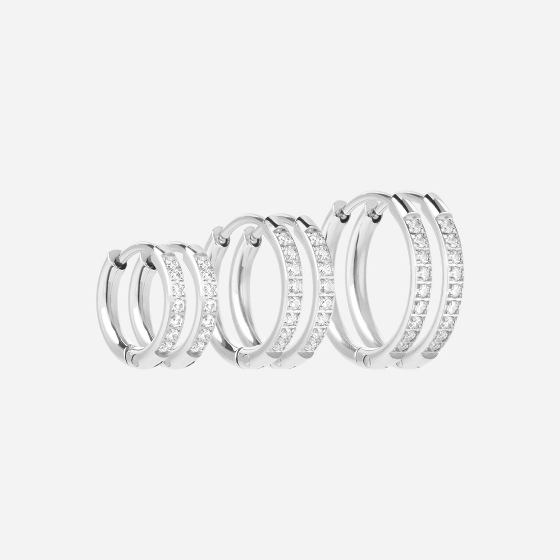 Zirkonia Hoops Oorbellen Zilverkleurig 12/14/16 mm