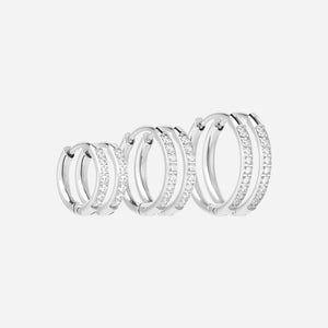 Zirkonia Hoops Oorbellen Zilverkleurig 12/14/16 mm
