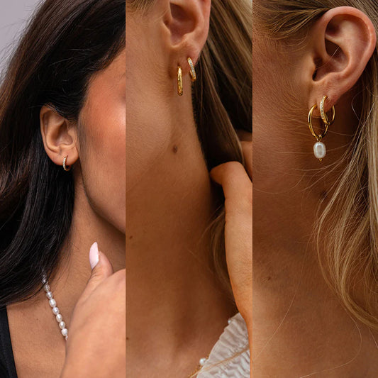 Zircon oorbellen 18K goldplated 12/14/16 mm - Josephine Nord