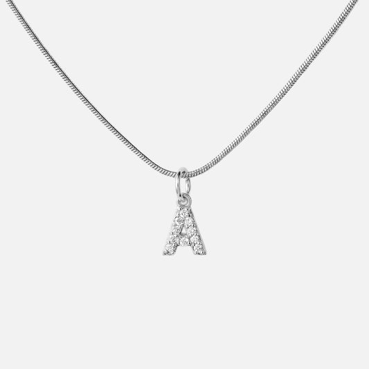 Letter Zirkonia Ketting Zilverkleurig