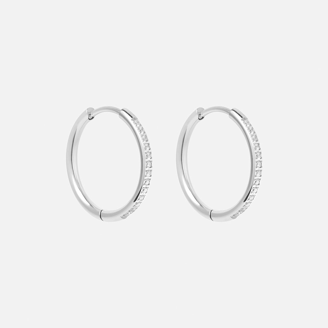 Zirkonia Hoops Oorbellen Zilverkleurig 20 mm