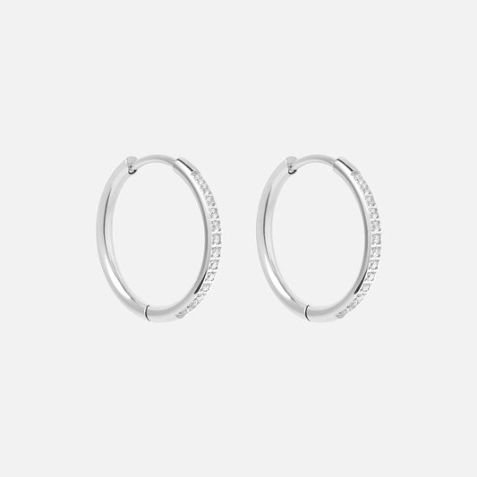 Zirkonia Hoops Oorbellen Zilverkleurig 20 mm