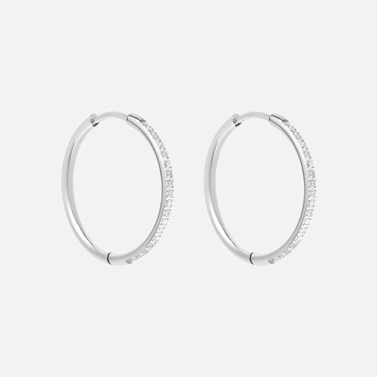 Zirkonia Hoops Oorbellen Zilverkleurig 24 mm