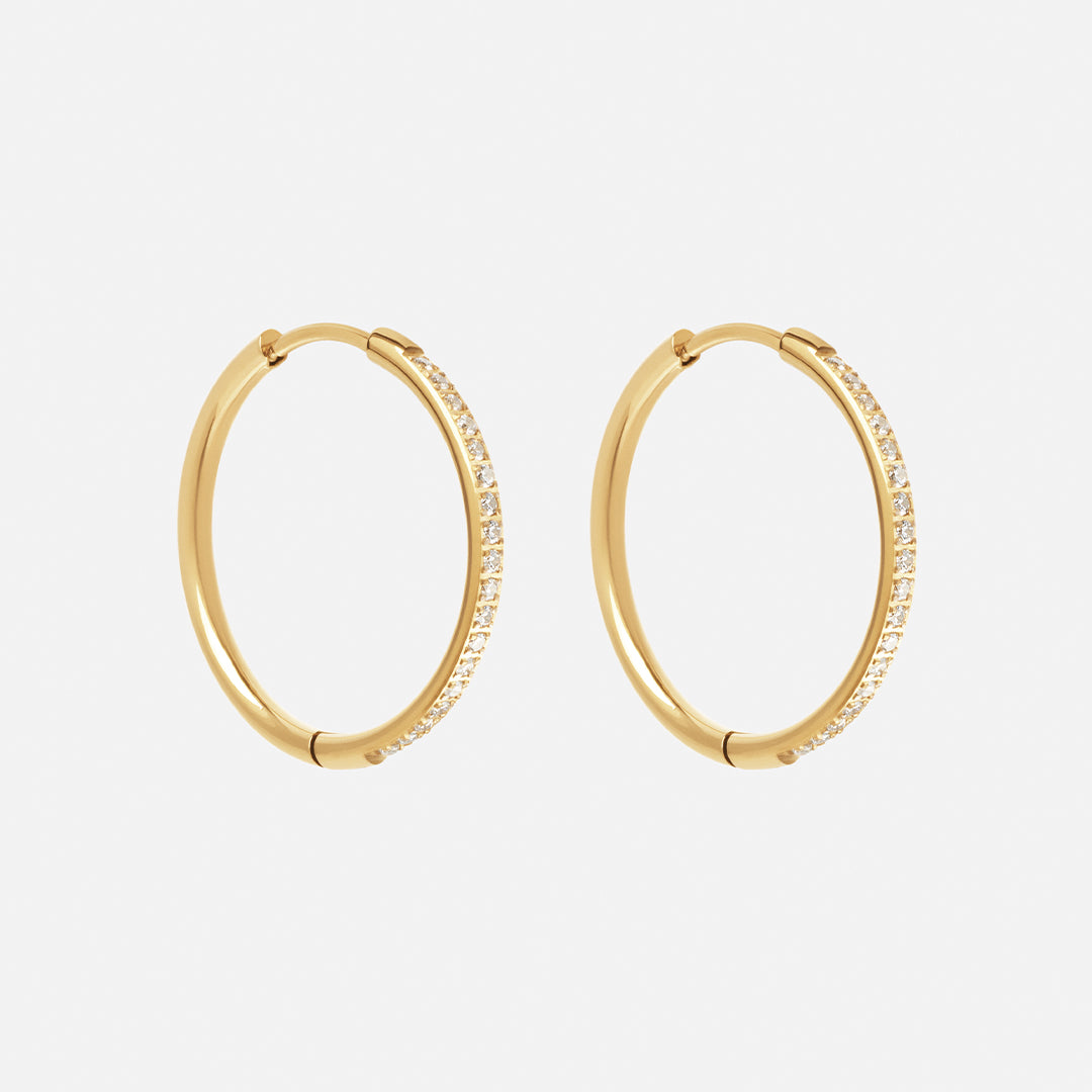 Zirkonia Hoops Oorbellen 18K Goldplated 24 mm