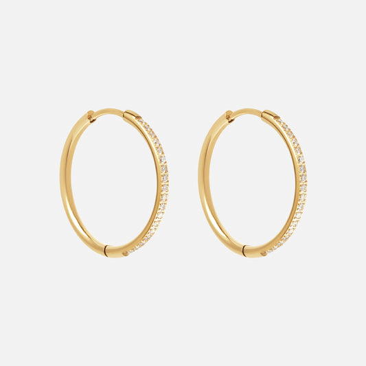 Zirkonia Hoops Oorbellen 18K Goldplated 24 mm