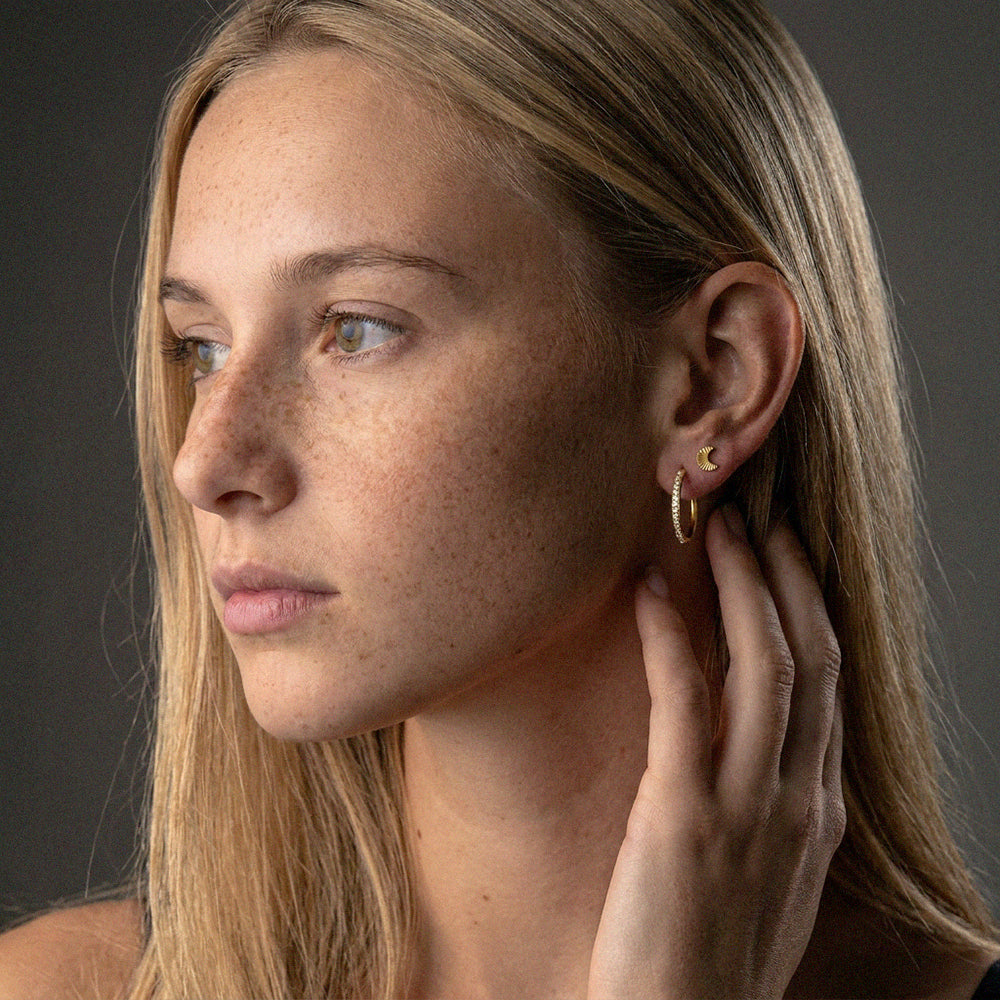 Sunset Moon Studs Oorbellen 18K Goldplated