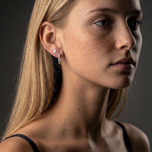 Zirkonia Hoops Oorbellen Zilverkleurig 20 mm