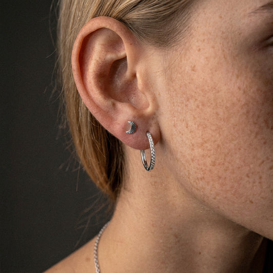 Sunset Moon Studs Oorbellen Zilverkleurig