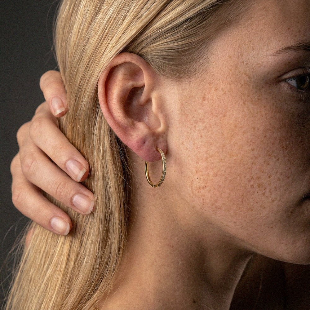 Zirkonia Hoops Oorbellen 18K Goldplated 24 mm